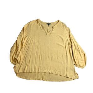 Lane Bryant Shirt Womens 22 Yellow‎ Lagenlook Boho Tunic Blouse Plus Ladies